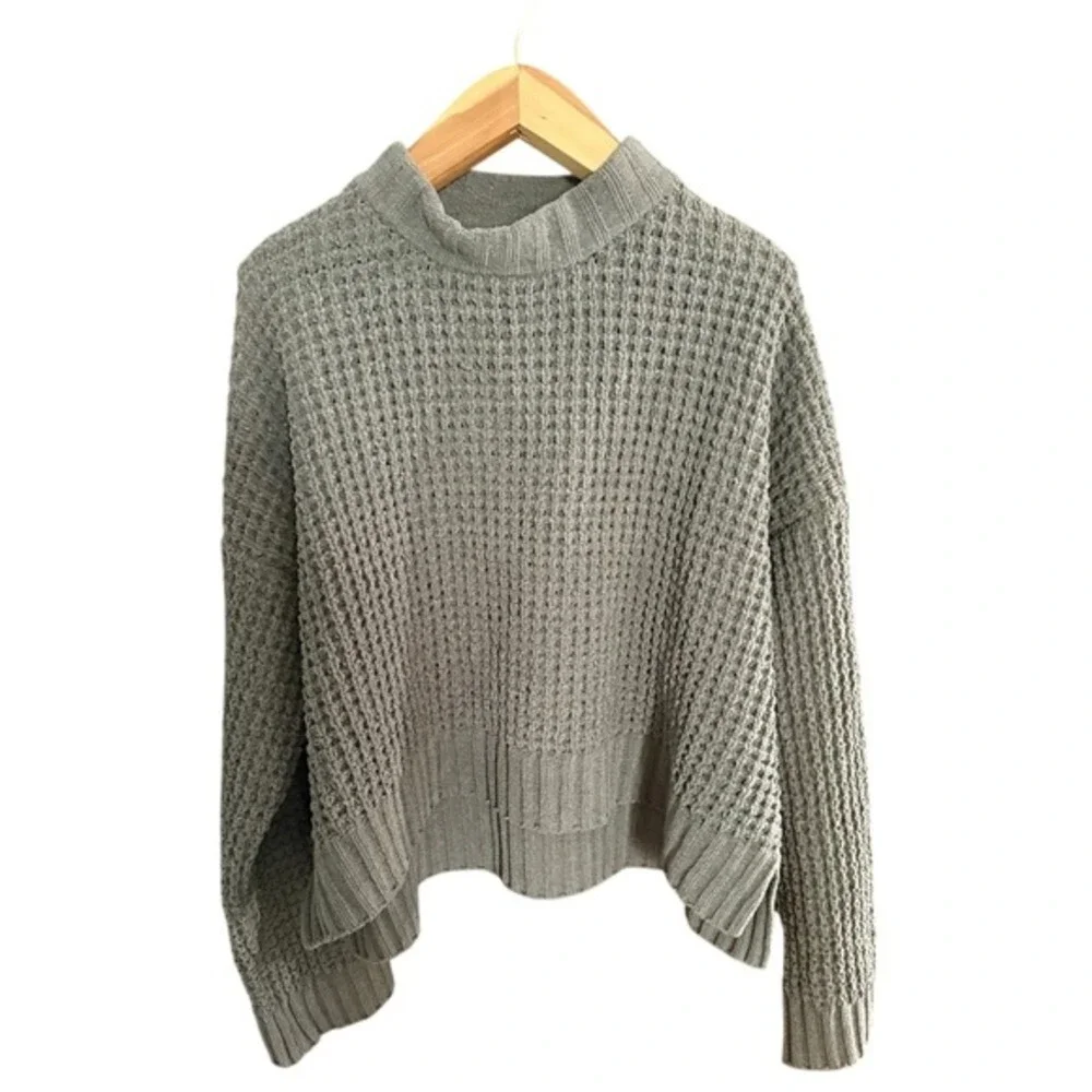 Altar'd State Oversized Grey Chunky Knit Cowl Neck Sweater XL Clean Girl Cozy